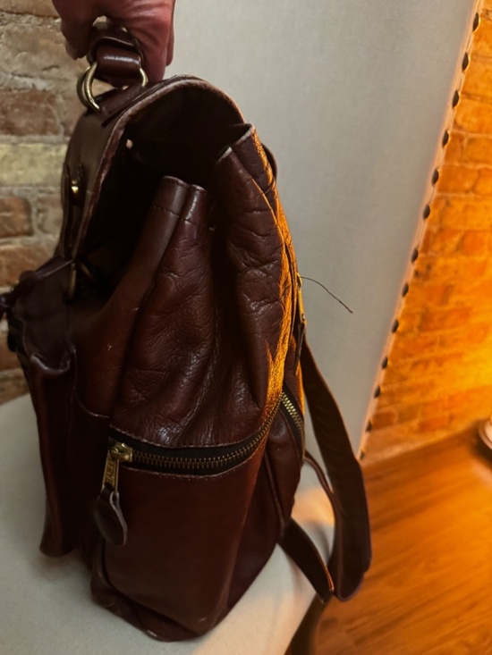 Frye Brown Leather Backpack multi zipper pocket Vintage Style